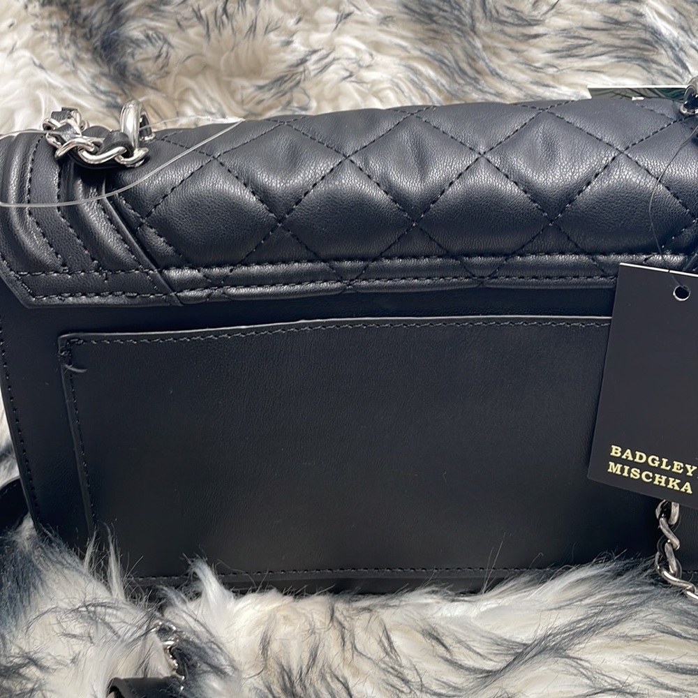 Badgley Mischka Black Letter Lock Crossbody with Bombe and Pearls. NWT - Picture 6 of 9